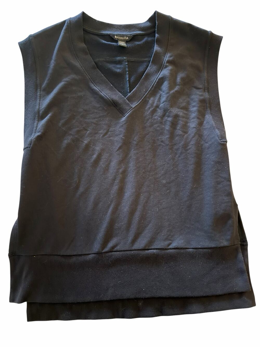 Athleta Black Sleeveless V-Neck Tunic Sweatshirt Top Women’s Medium